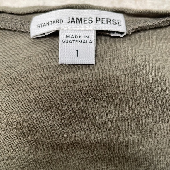 James Perse Olive Khaki Green Cotton Modal Tee T Shirt Top Scoop Neck 1 S - Picture 3 of 4